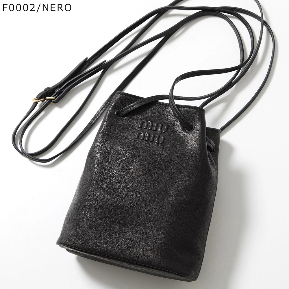 Miu Miu Shoulder Bag Leather Crossbody Drawstring Handbag
